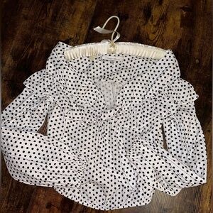Loves+friends Polka‎ Dot Off-Shoulder Top